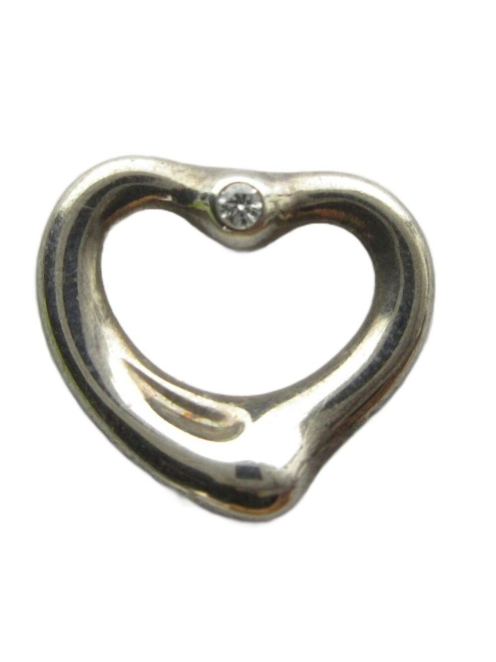 Tiffany & Co Open Heart Pendant Only Logo Silver